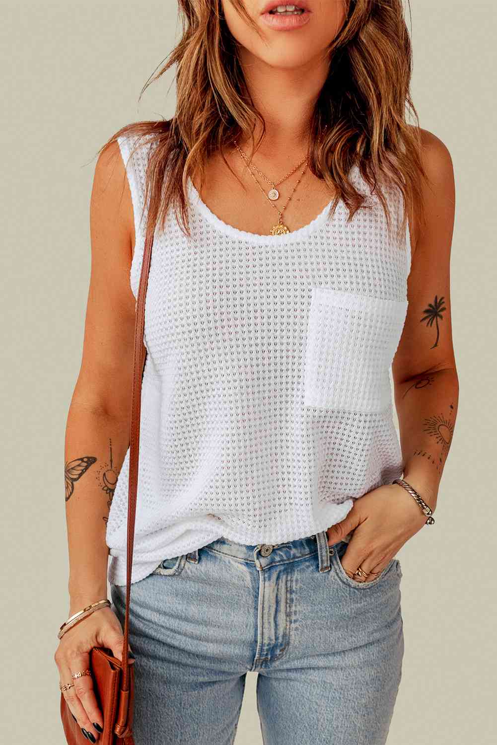 Openwork Pocket Top