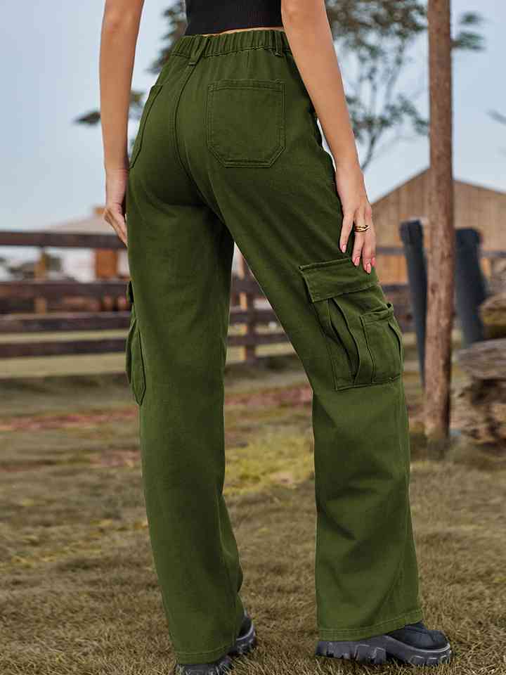 Pocketed Wide Leg Denim Pants