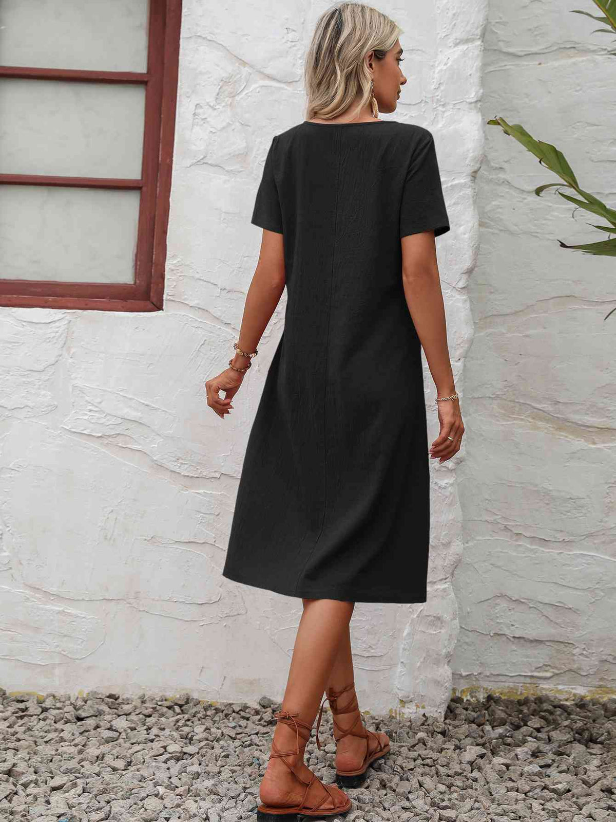 Round Neck Dress with Pockets