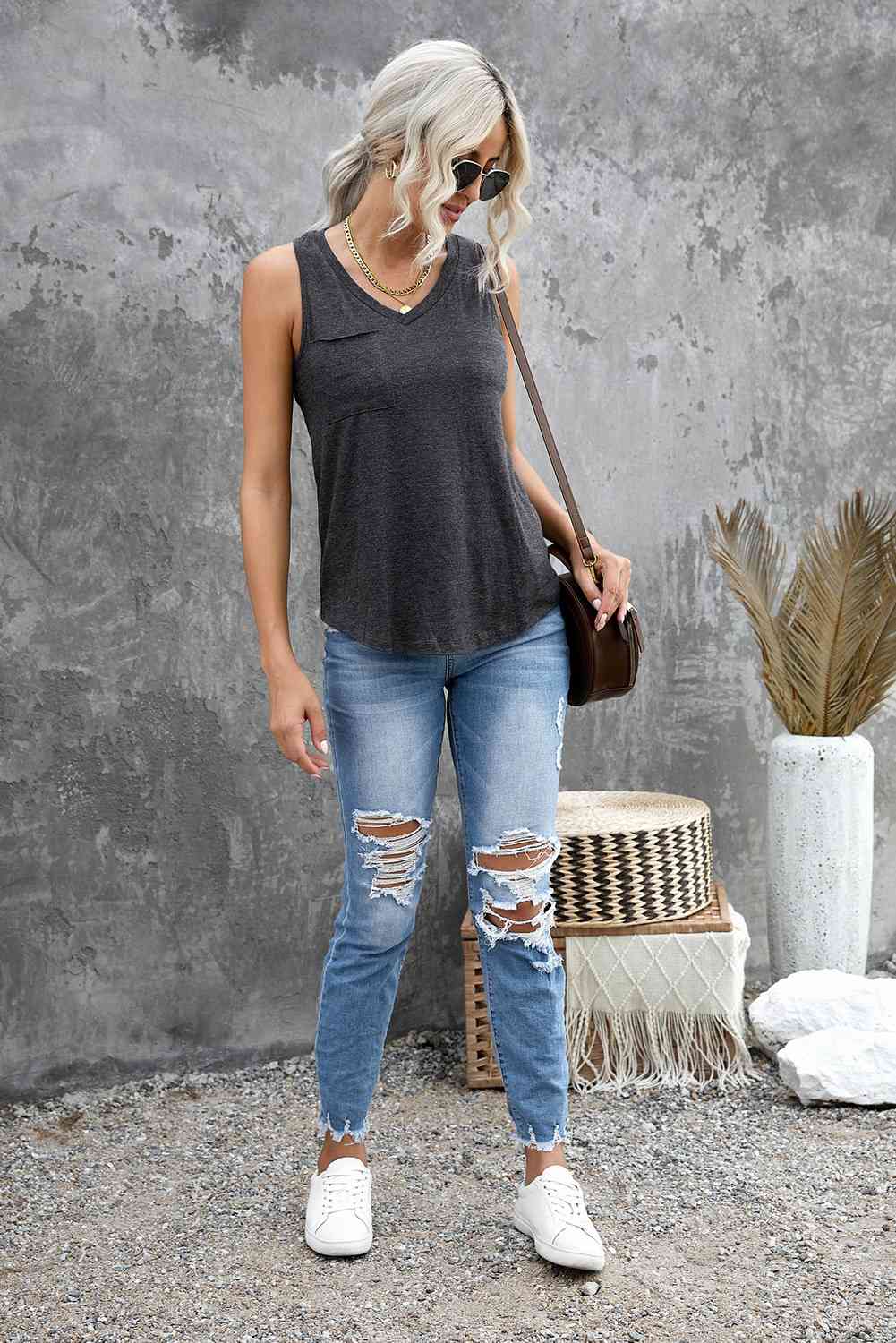 V-Neck Pocketed Top