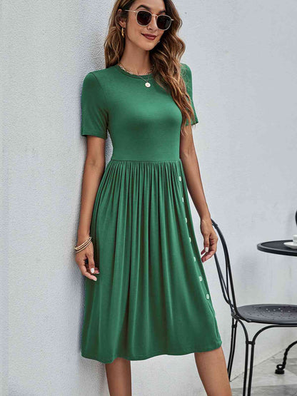 Button Detail Dress with Pockets
