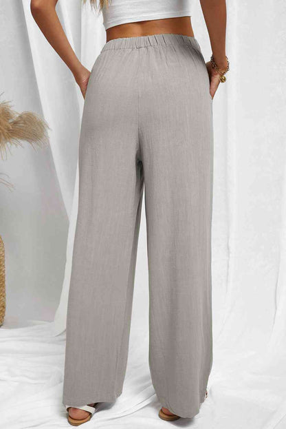 Elastic Waist Pants with Pockets