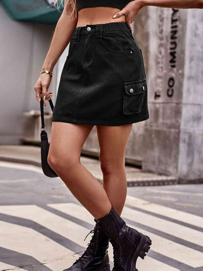 Denim Skirt with Pockets