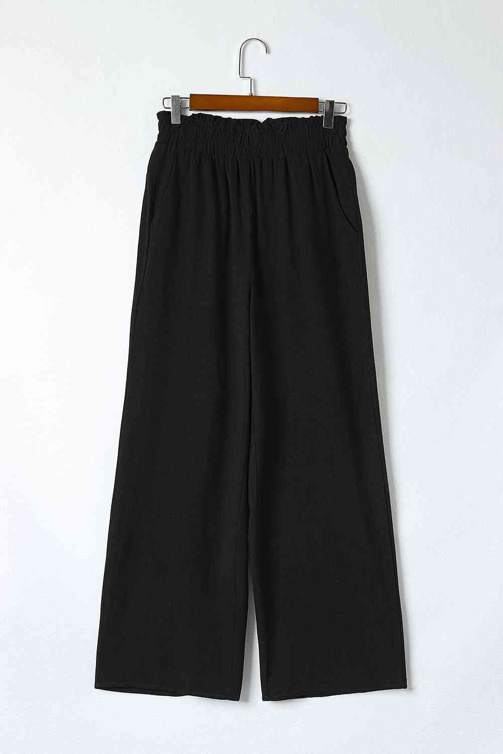 Elastic Waist Straight Leg Pants with Pockets