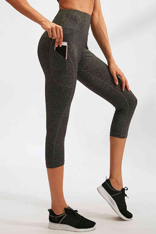 Wide Waistband Active Leggings with Pockets