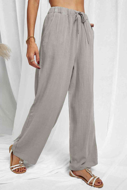 Elastic Waist Pants with Pockets