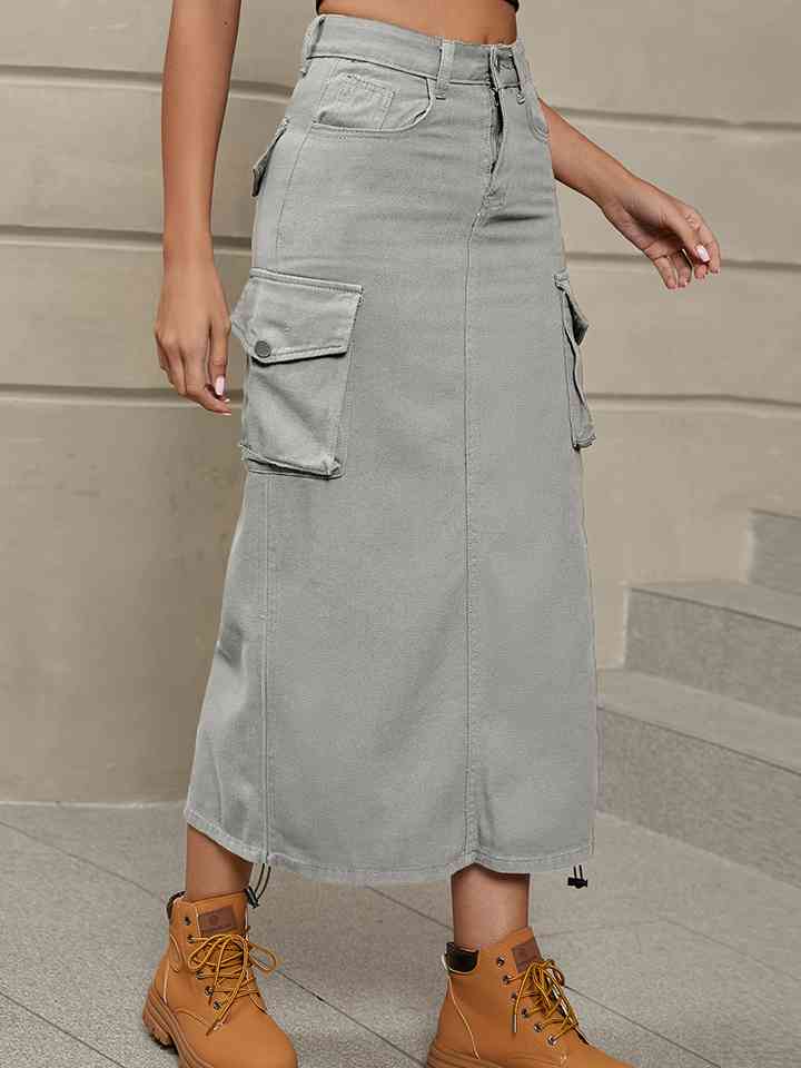 Denim Skirt with Pockets