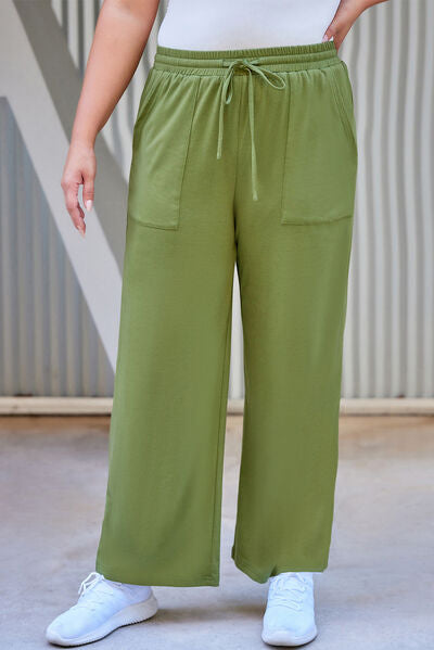 Drawstring Straight Pants with Pockets