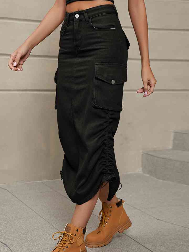 Denim Skirt with Pockets