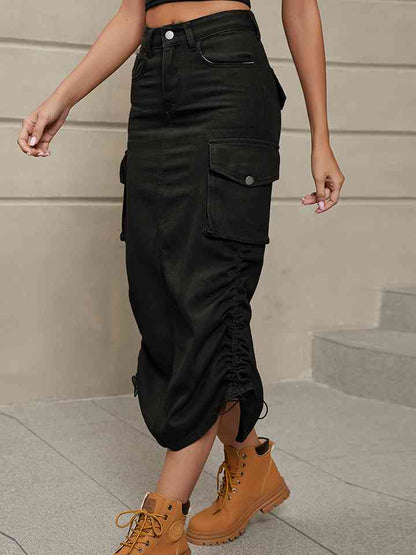 Denim Skirt with Pockets