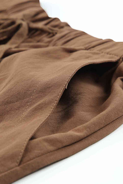Drawstring Elastic Waist Shorts with Pockets