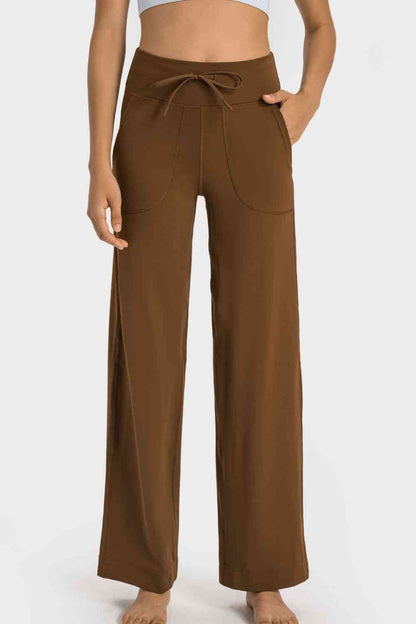 Wide Leg Sports Pants with Pockets