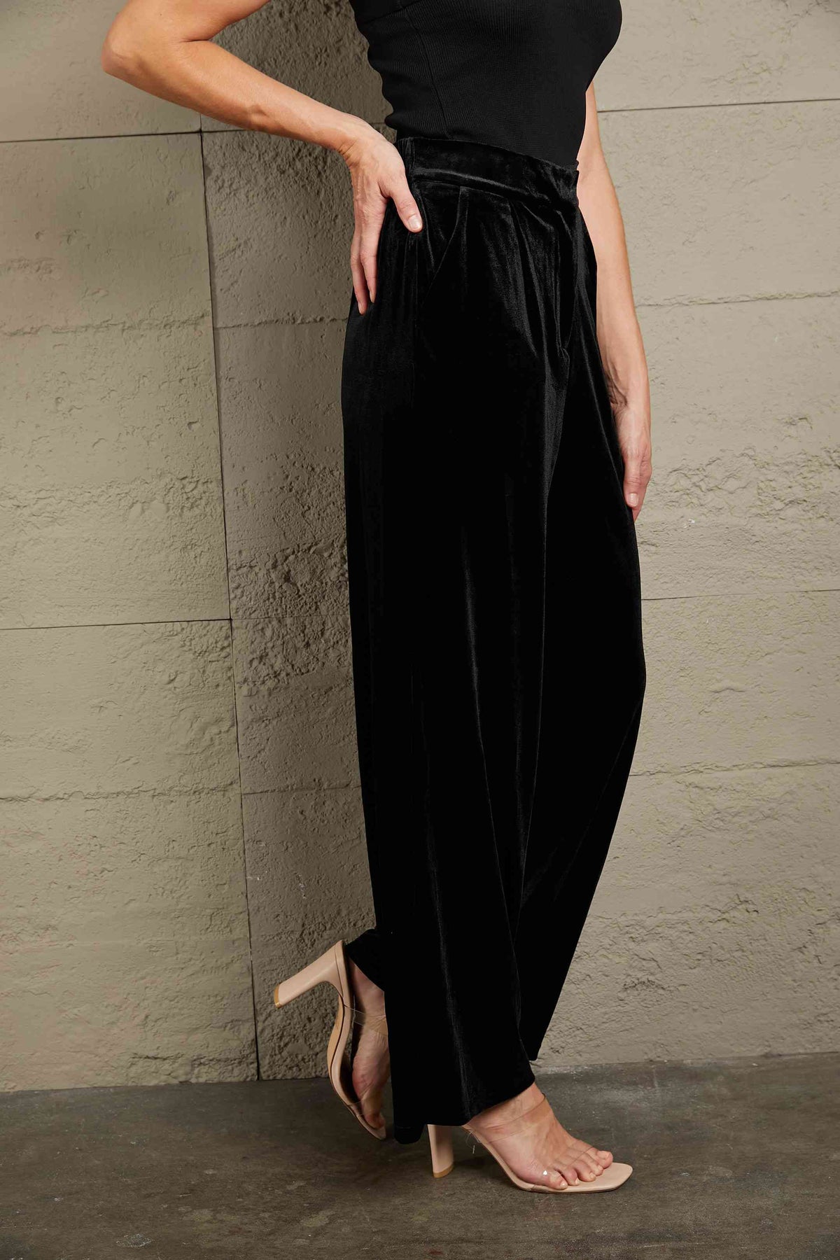 Loose Fit High Waist Pants with Pockets