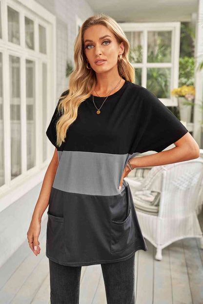 Color Block Top with Pockets