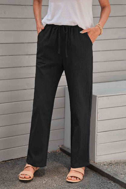 Elastic Waist Pants with Pockets