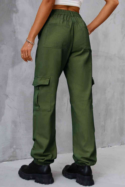 Buttoned High Waist Pants with Pockets
