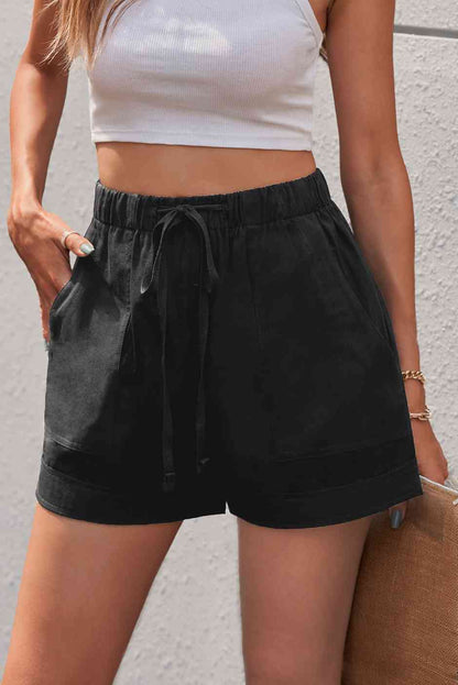 Drawstring Elastic Waist Shorts with Pockets