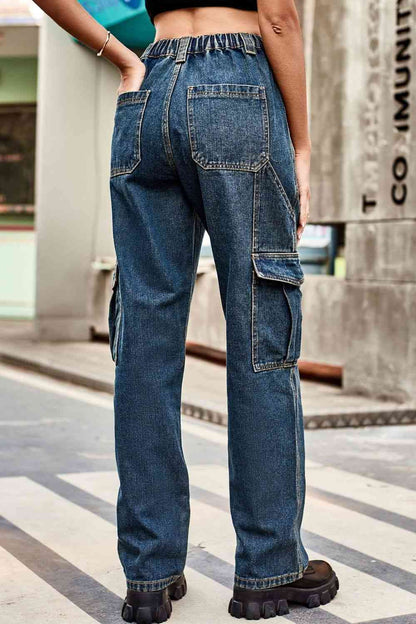 Loose Fit Denim Pants with Pockets