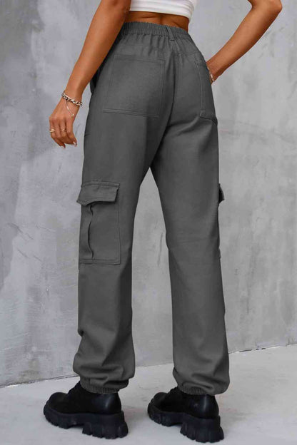 Buttoned High Waist Pants with Pockets