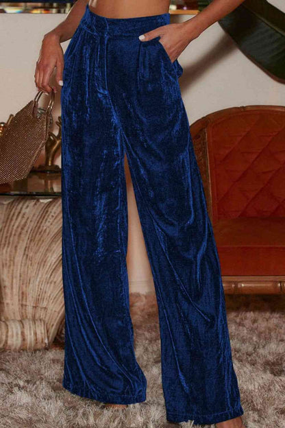 Loose Fit High Waist Pants with Pockets