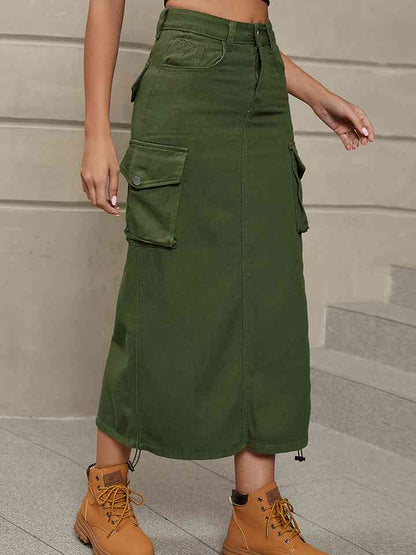Denim Skirt with Pockets