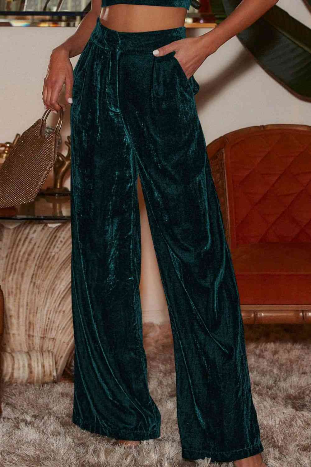 Loose Fit High Waist Pants with Pockets