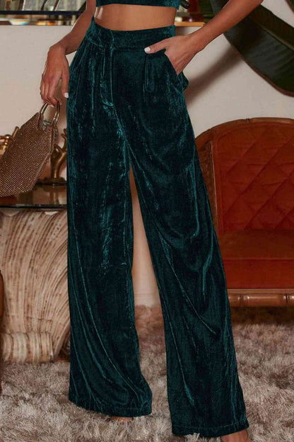 Loose Fit High Waist Pants with Pockets