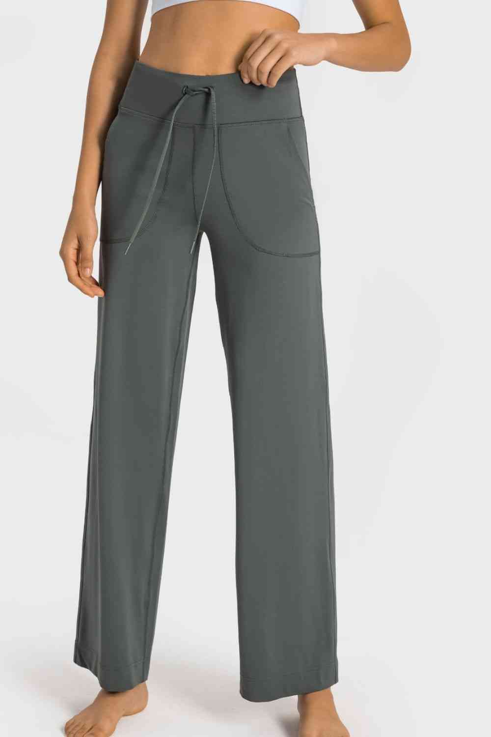 Wide Leg Sports Pants with Pockets