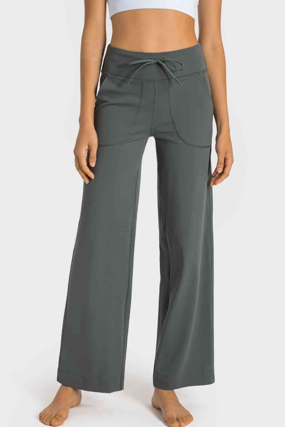 Wide Leg Sports Pants with Pockets