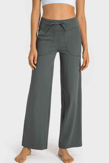 Wide Leg Sports Pants with Pockets
