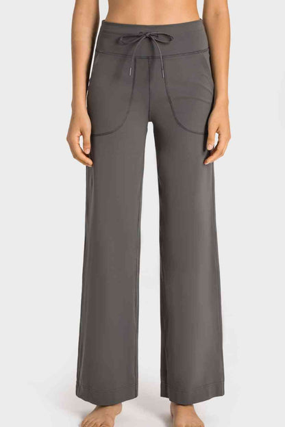 Wide Leg Sports Pants with Pockets