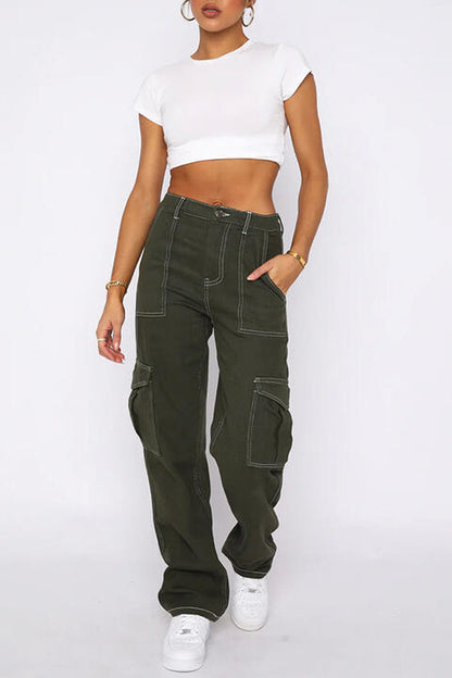High Waist Pants with Pockets