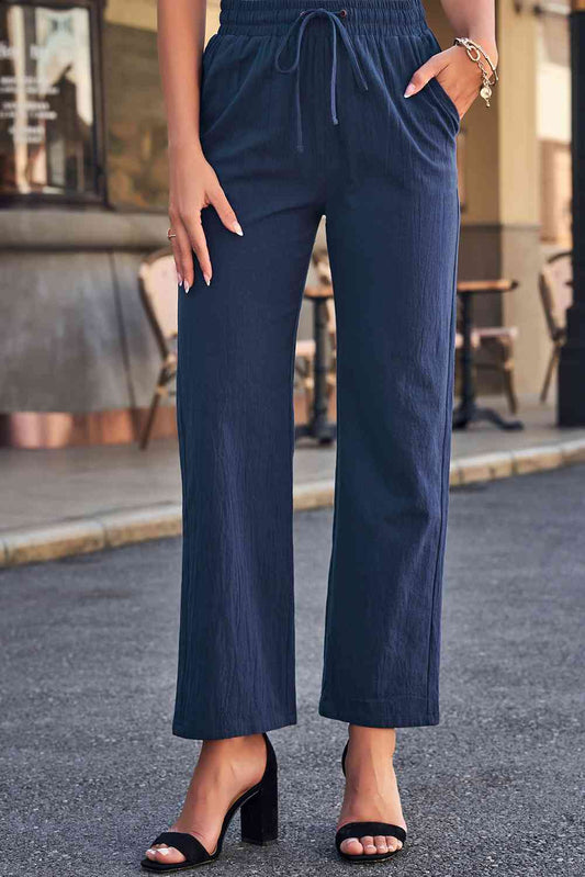Elastic Waist Pants with Pockets