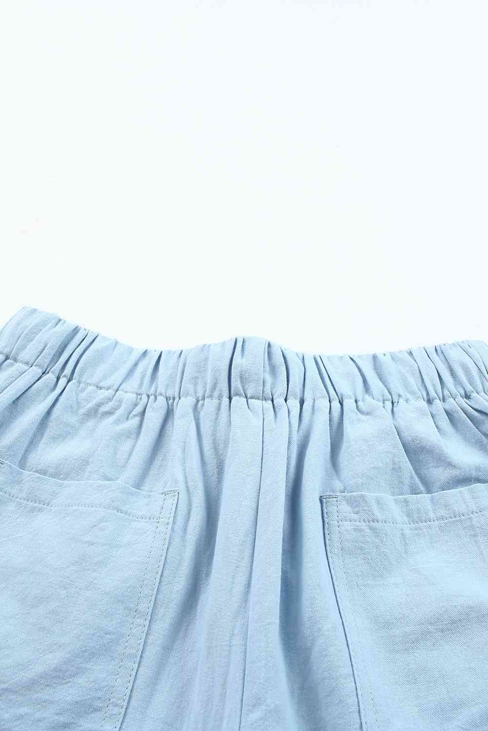 Drawstring Elastic Waist Shorts with Pockets