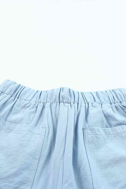 Drawstring Elastic Waist Shorts with Pockets