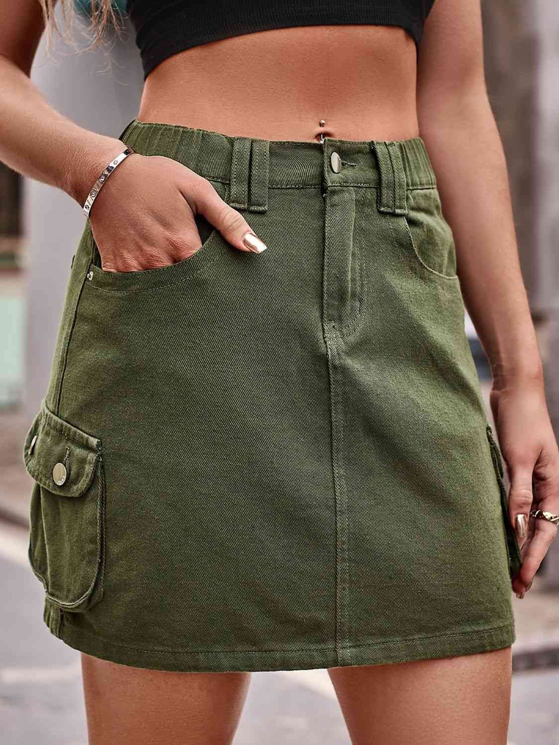 Denim Skirt with Pockets