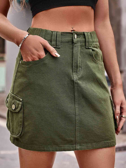 Denim Skirt with Pockets