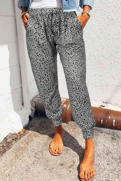 Leopard Pattern Pocketed Pants