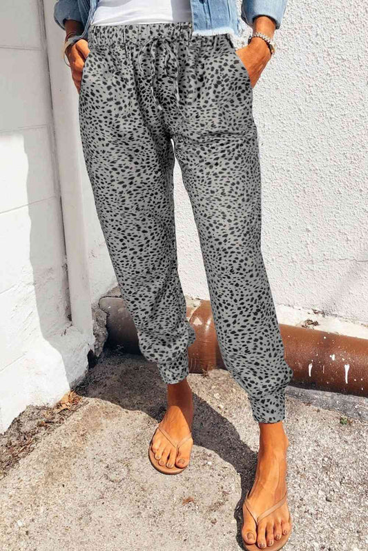 Leopard Pattern Pocketed Pants