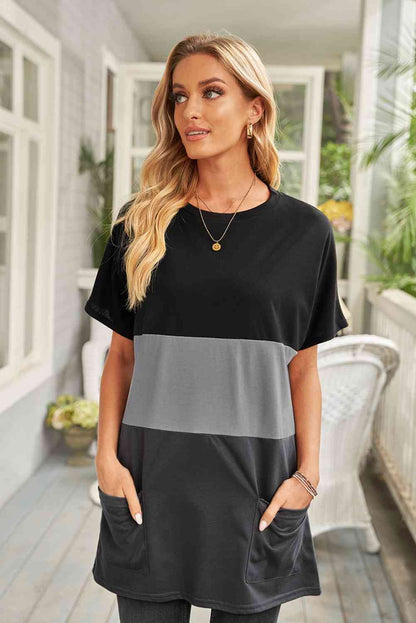 Color Block Top with Pockets