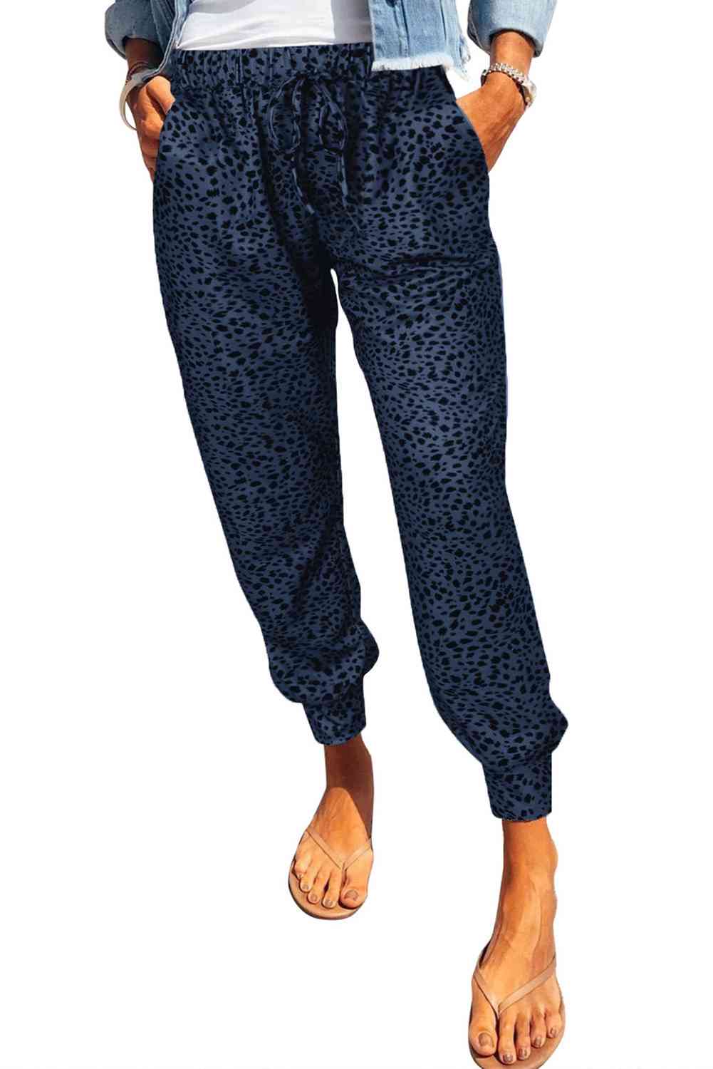Leopard Pattern Pocketed Pants