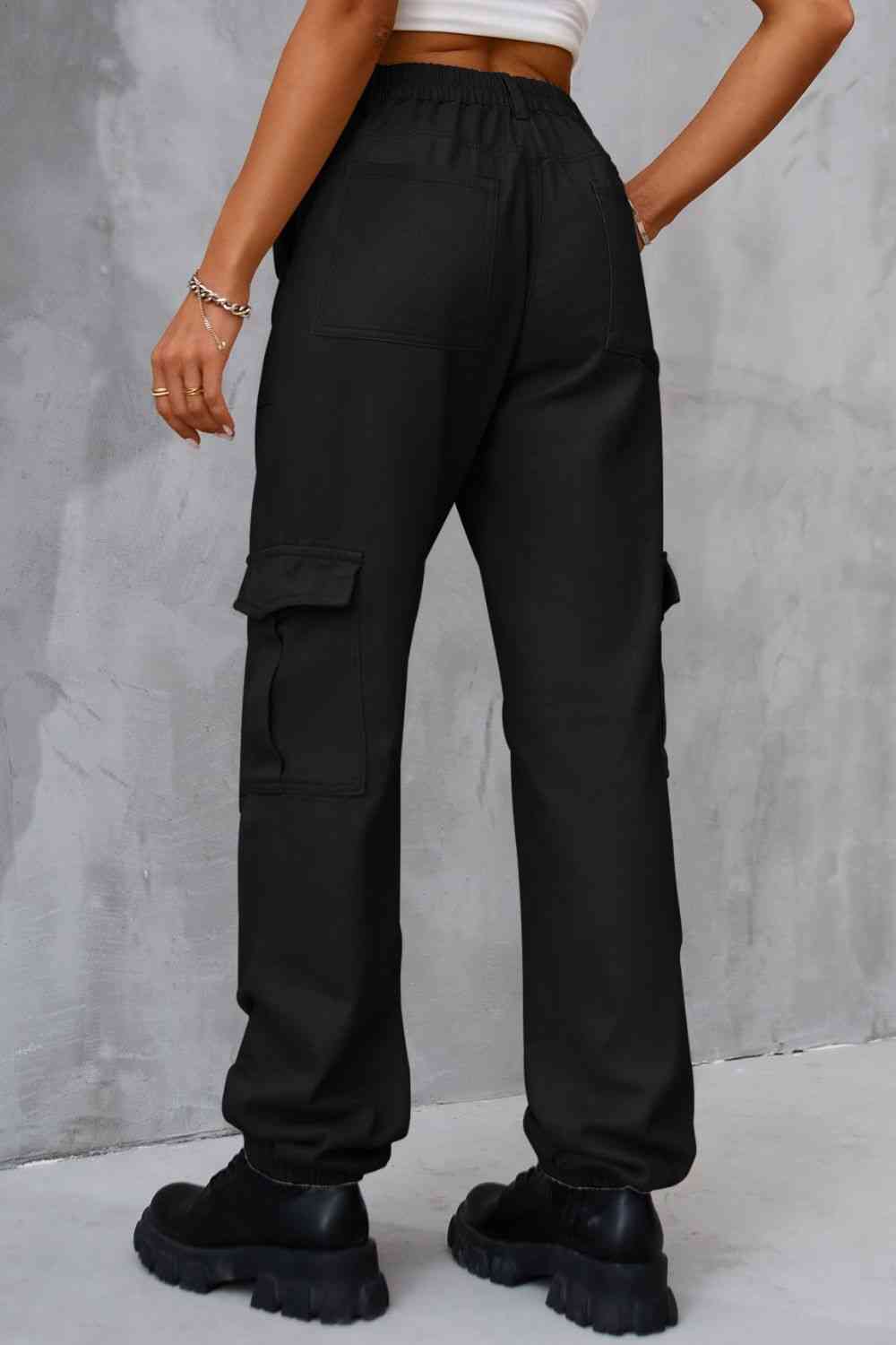 Buttoned High Waist Pants with Pockets