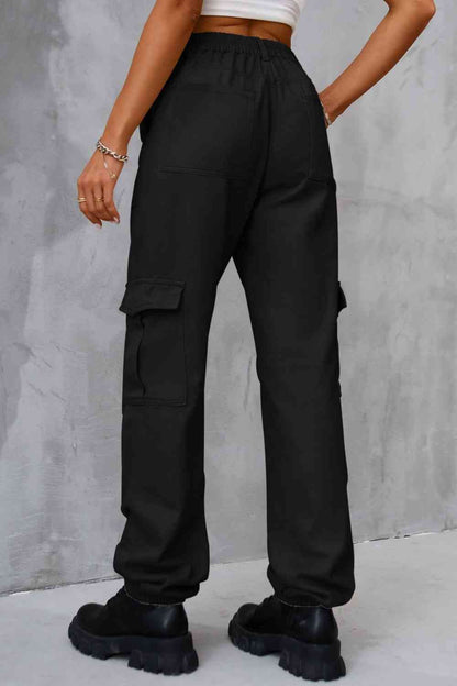 Buttoned High Waist Pants with Pockets