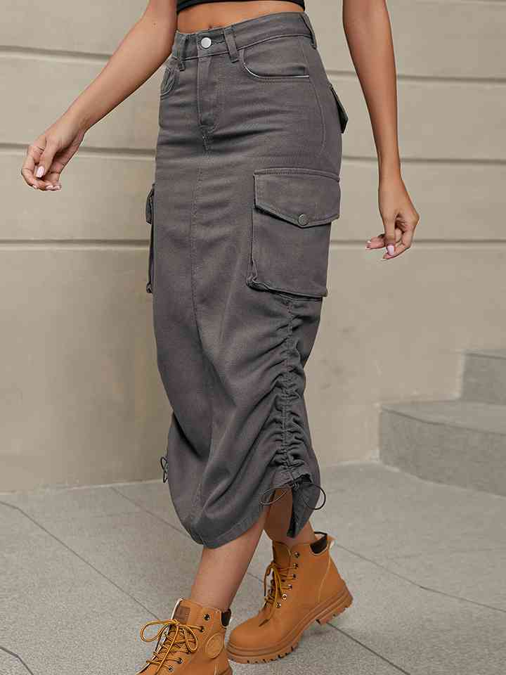 Denim Skirt with Pockets