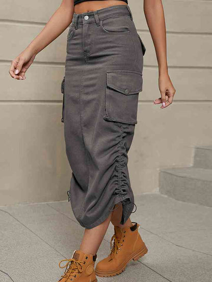 Denim Skirt with Pockets