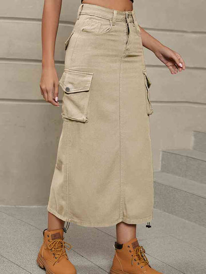 Denim Skirt with Pockets
