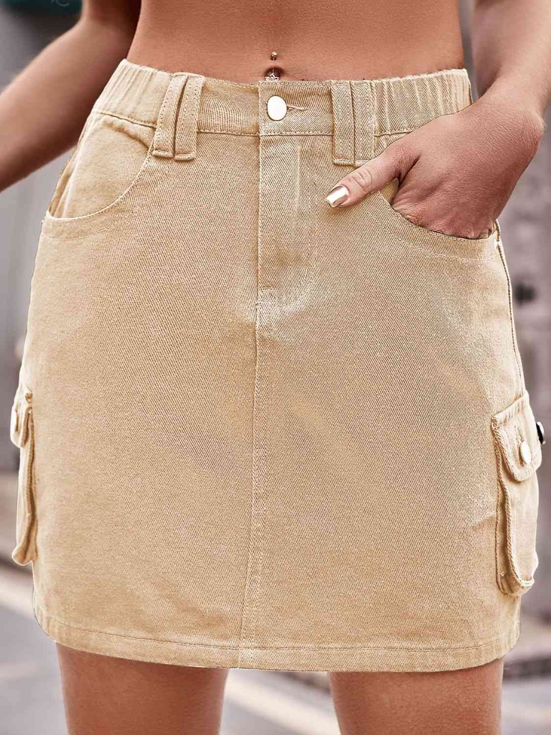 Denim Skirt with Pockets