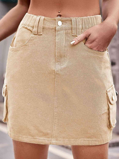 Denim Skirt with Pockets