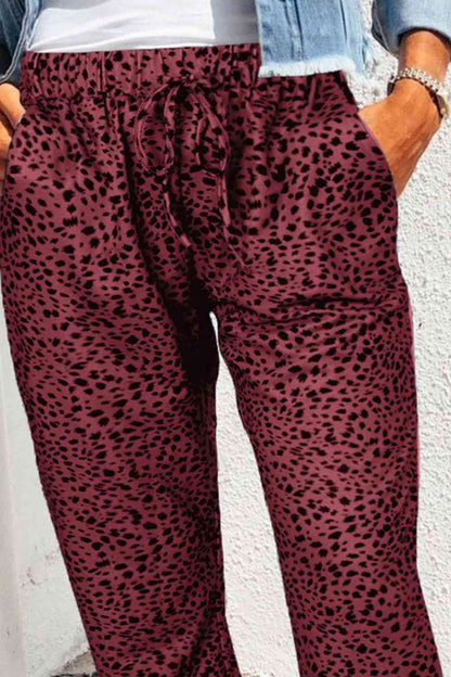 Leopard Print Joggers with Pockets