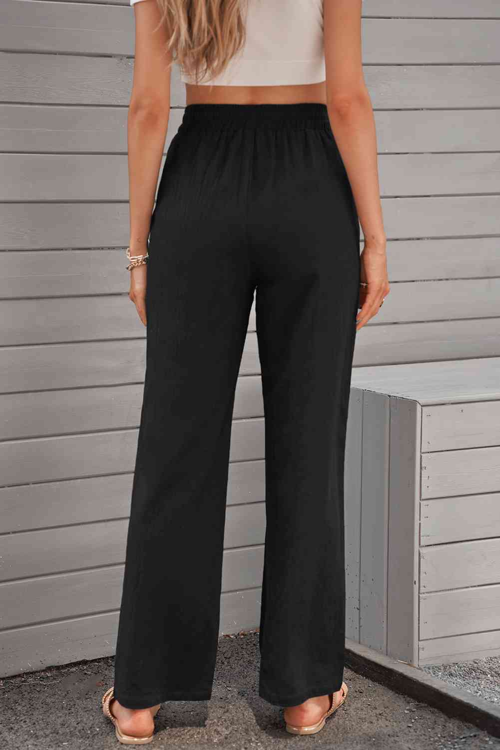 Elastic Waist Pants with Pockets